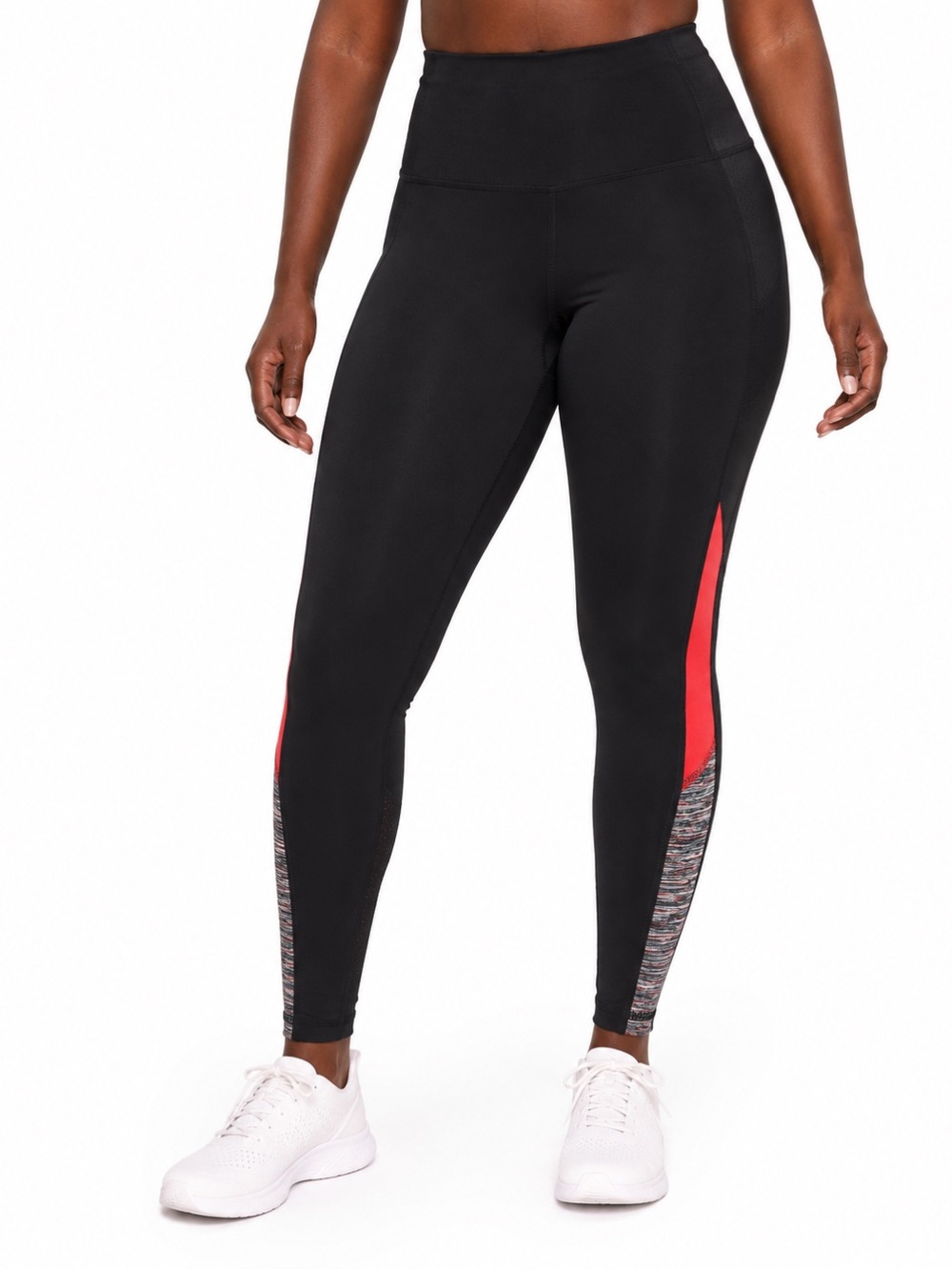 Tangerine Black Leggings with Red Side Stripe